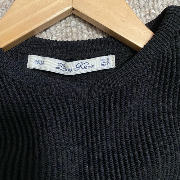 Zara ribbed knit black long sleeve crop top - Picture 7 of 7